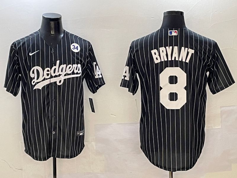 Men Los Angeles Dodgers 8 Bryant Black Stripe Jointly Name 2025 Nike MLB Jersey style 6